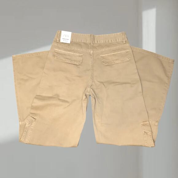 ZARA High Rise Wide Leg Cargo Pants – Beige (Size 2 / EUR 34) - NWT - Picture 2 of 7